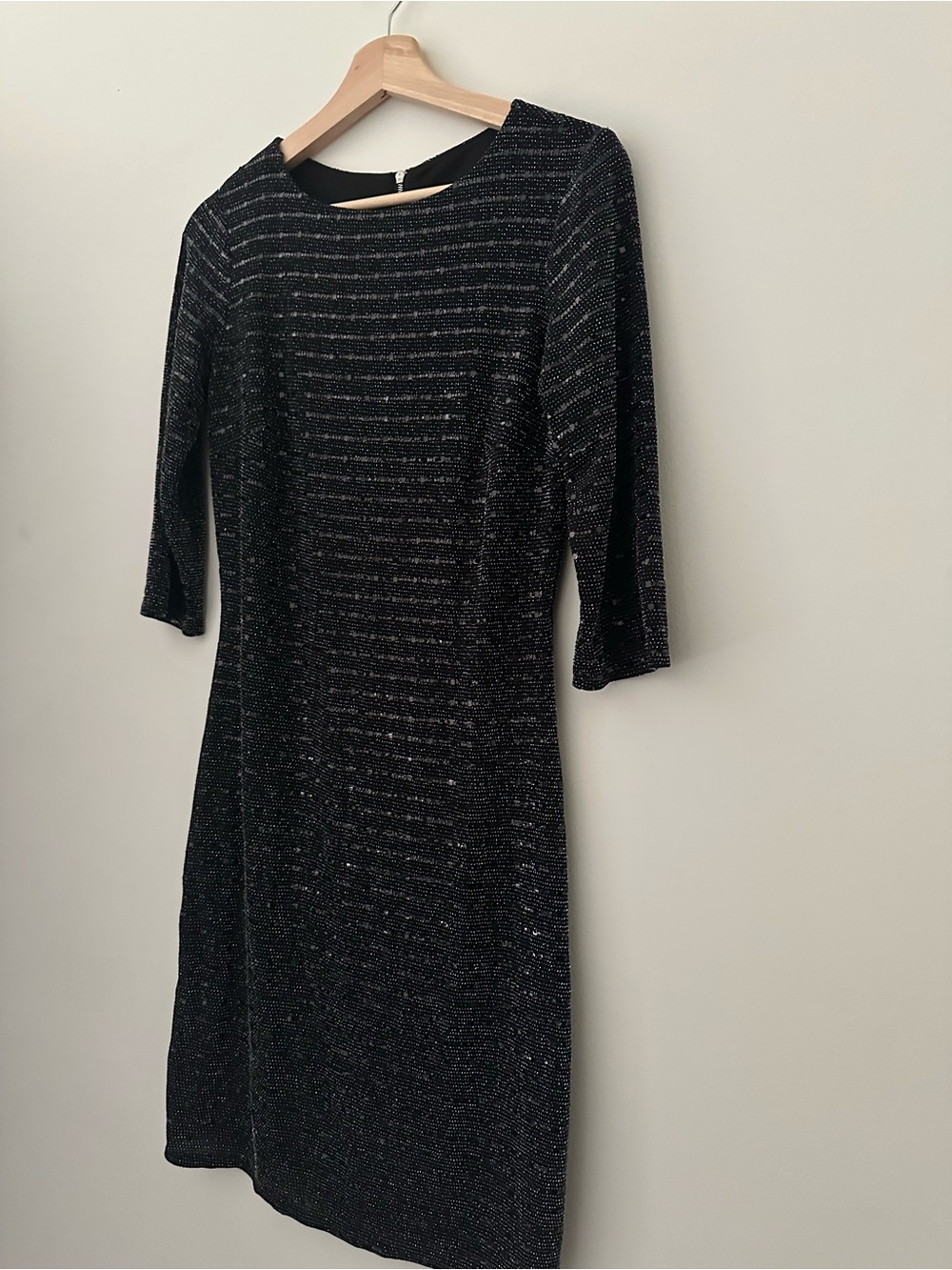 Black Sparkle Long Sleeve Sheath Dress